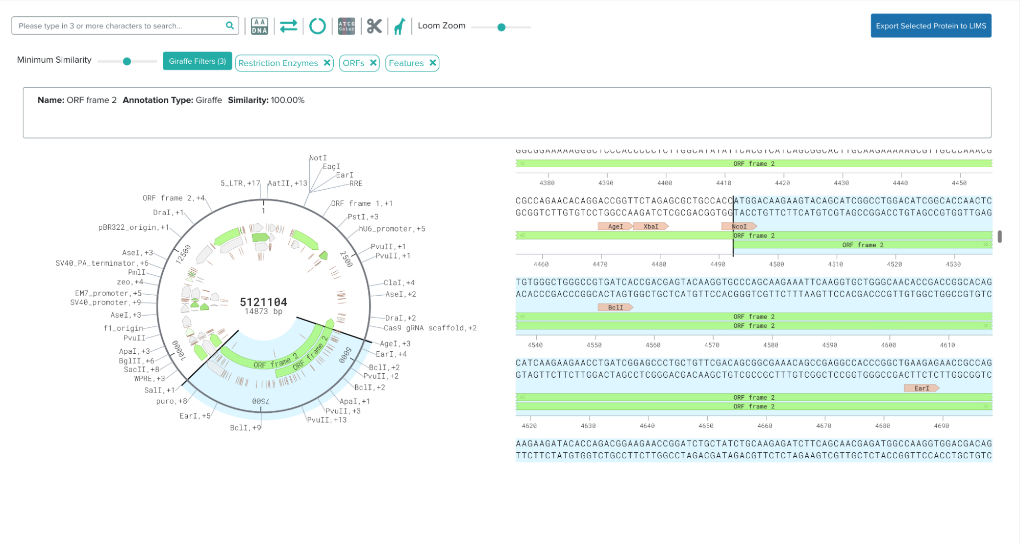 Protein Tracking Screenshot